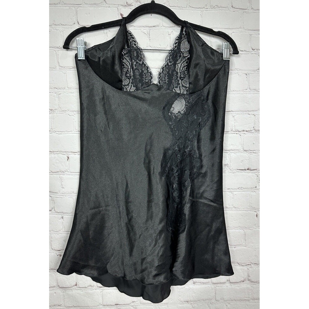 Frederick's of Hollywood black Nighty Lingerie Spaghetti Straps Slip Dress sz M